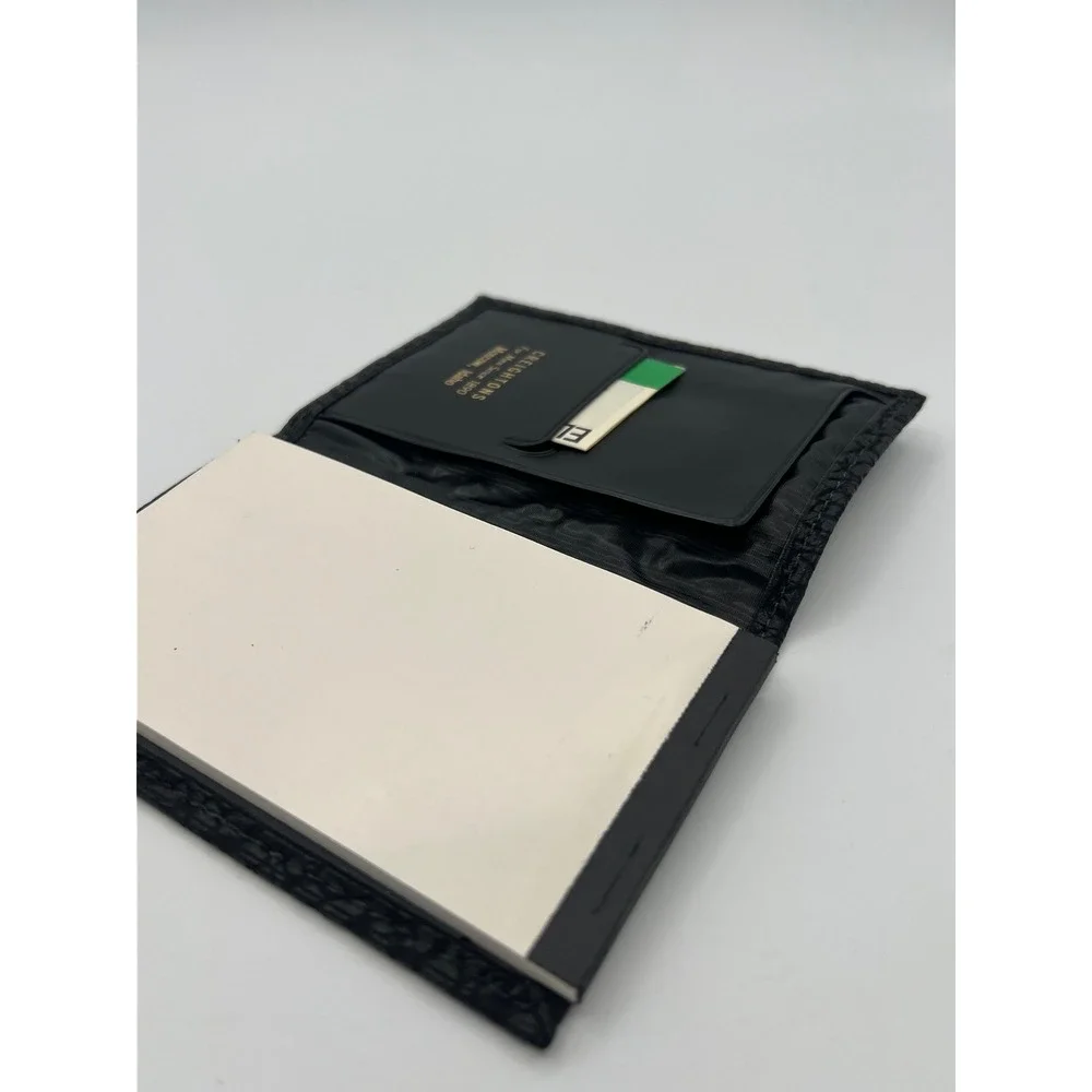 Creightons‎ Black Elephant Hide Vitron Leather Notepad Folio Organizer Business
